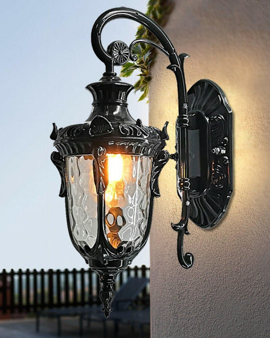 Vintage Lantern Outdoor Wall Light - Black